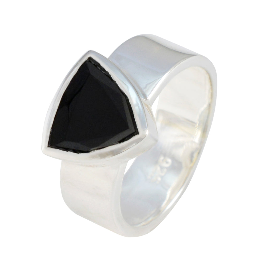Black Onyx Solitaire Russian 925 Silver Black Gems Eye catching Signet Band Jewelry