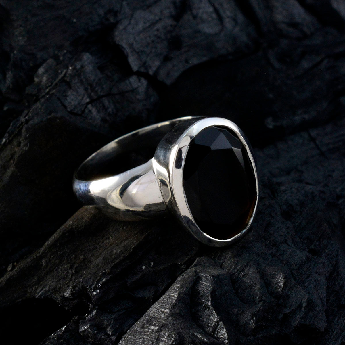 Black Onyx Solitaire Moroccan 925 Sterling Silver Black Gemstone Classic Glamorous Ring Jewelry