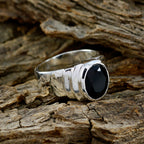 Black Onyx Solitaire German Silver Black Gems Eye catching Love Ring Jewellery