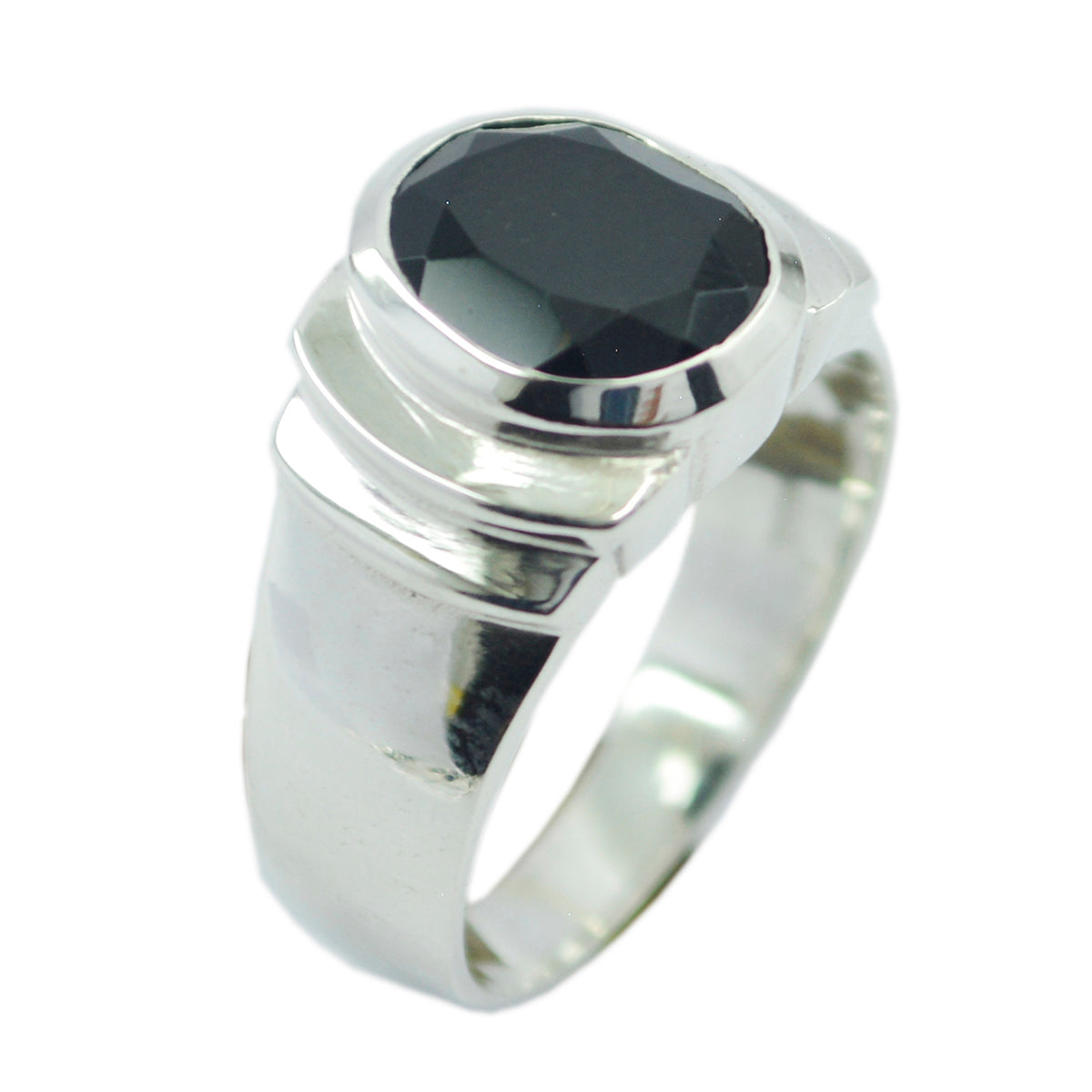 Black Onyx Solitaire German Silver Black Gems Eye catching Love Ring Jewellery Hoofdafbeelding
