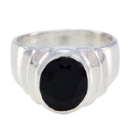 Black Onyx Solitaire German Silver Black Gems Eye catching Love Ring Jewellery