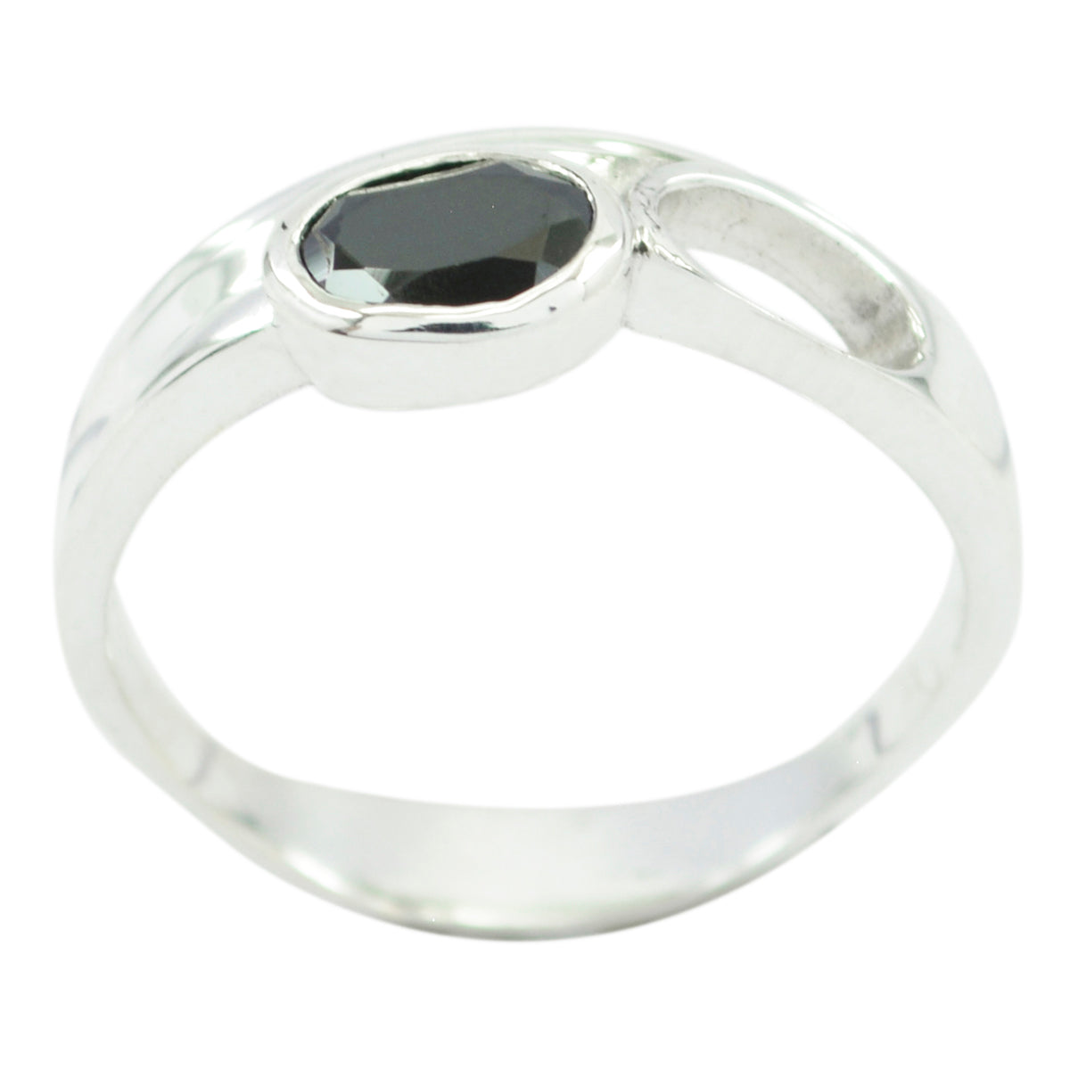 Schwarzer Onyx Solitär Ägyptischer Sterling Silber Schwarze Edelsteine Federleichter ethnischer Ring Schmuck Hauptbild