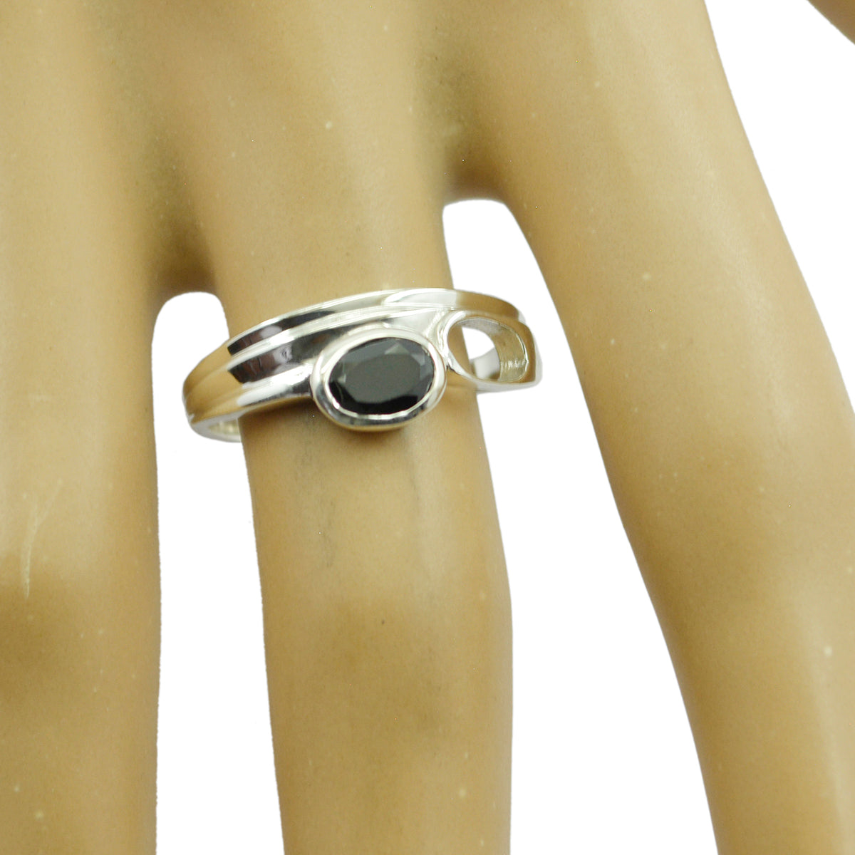 Schwarzer Onyx Solitär Ägyptischer Sterling Silber Schwarze Edelsteine Federleichter Ethno Ring Schmuck Zweitbild