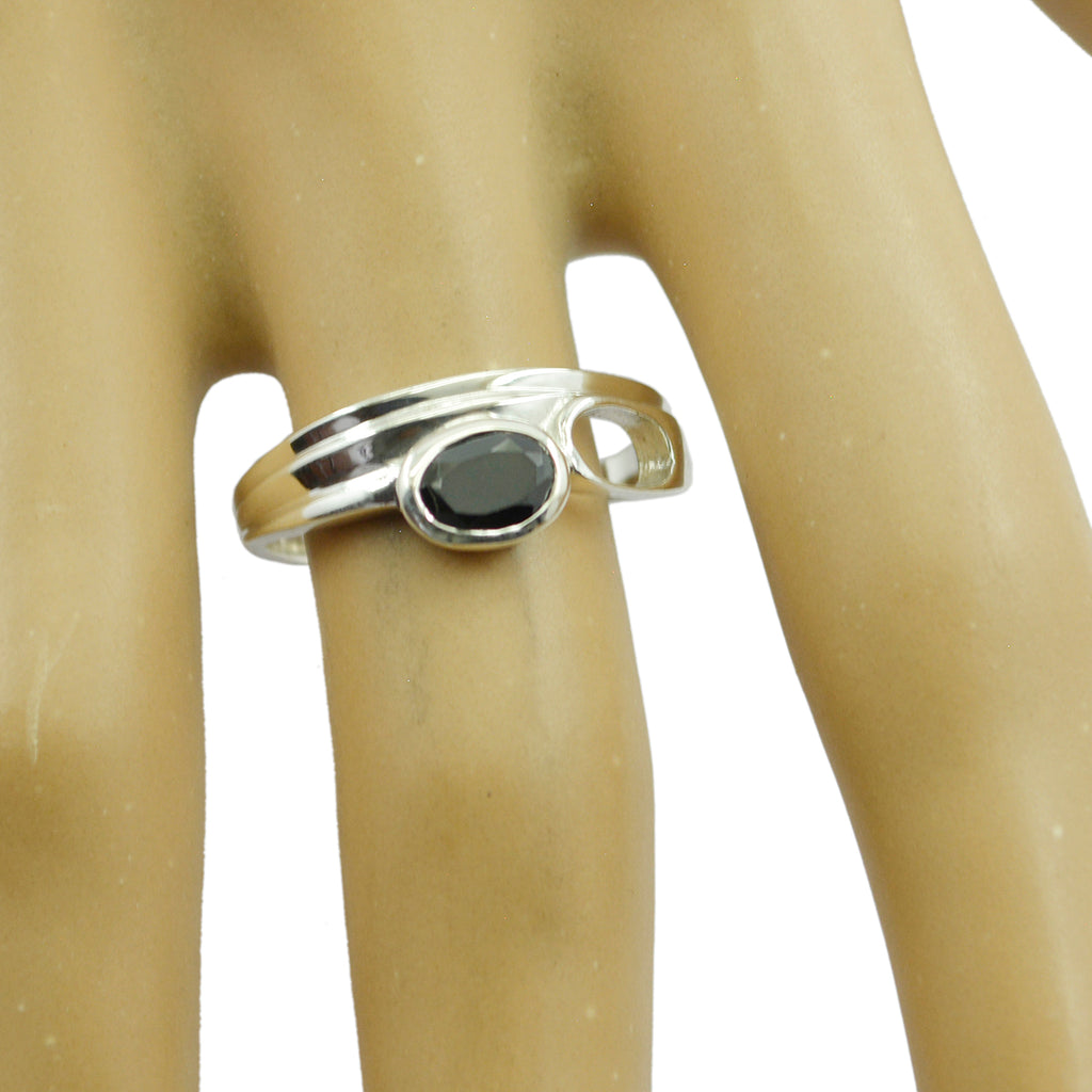 Black Onyx Solitaire Egyptian Sterling Silver Black Gems Featherlight Ethnic Ring Jewellery