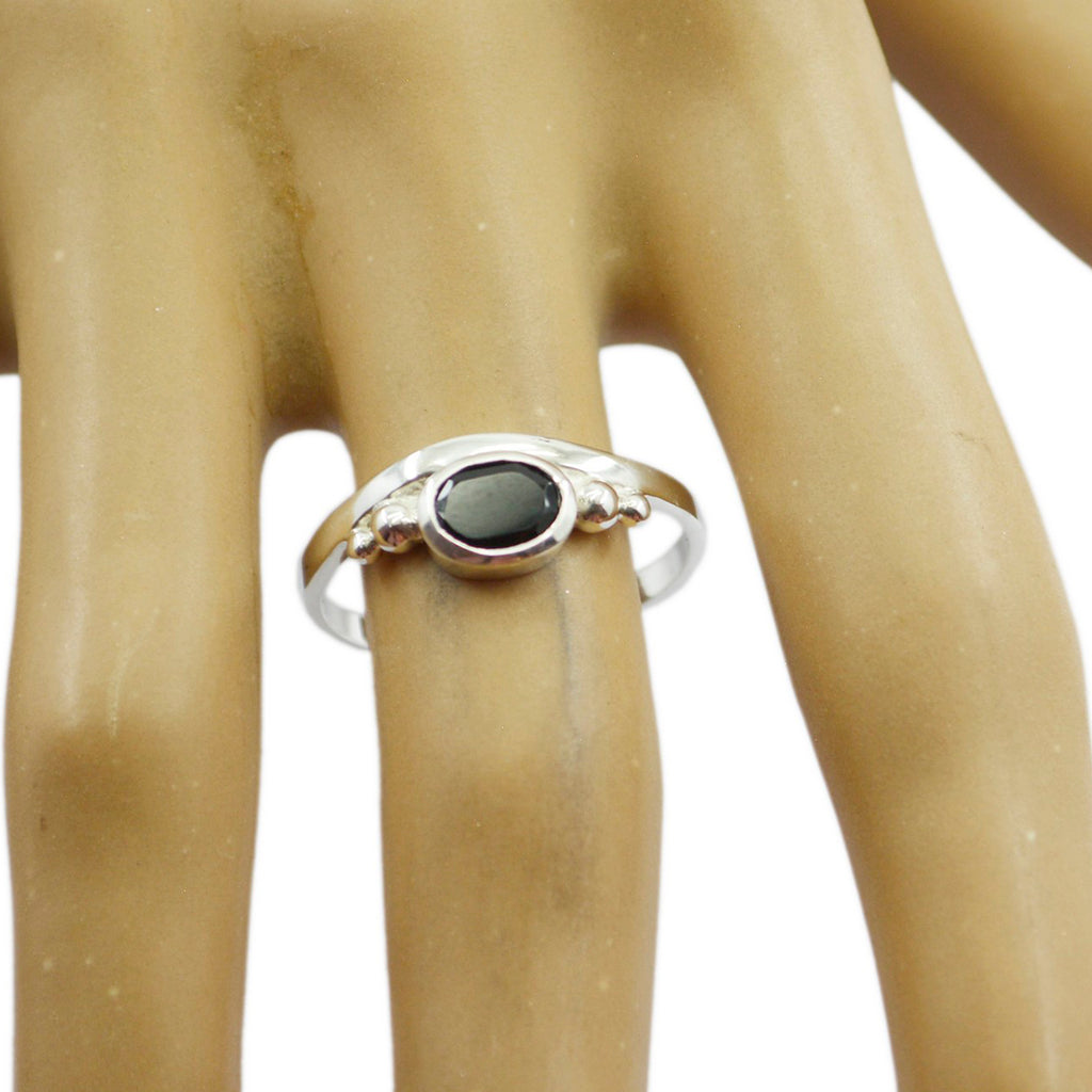 Black Onyx Solitaire Turkish 925 Silver Black Gems Delicate Fairytale Ring Jewelry