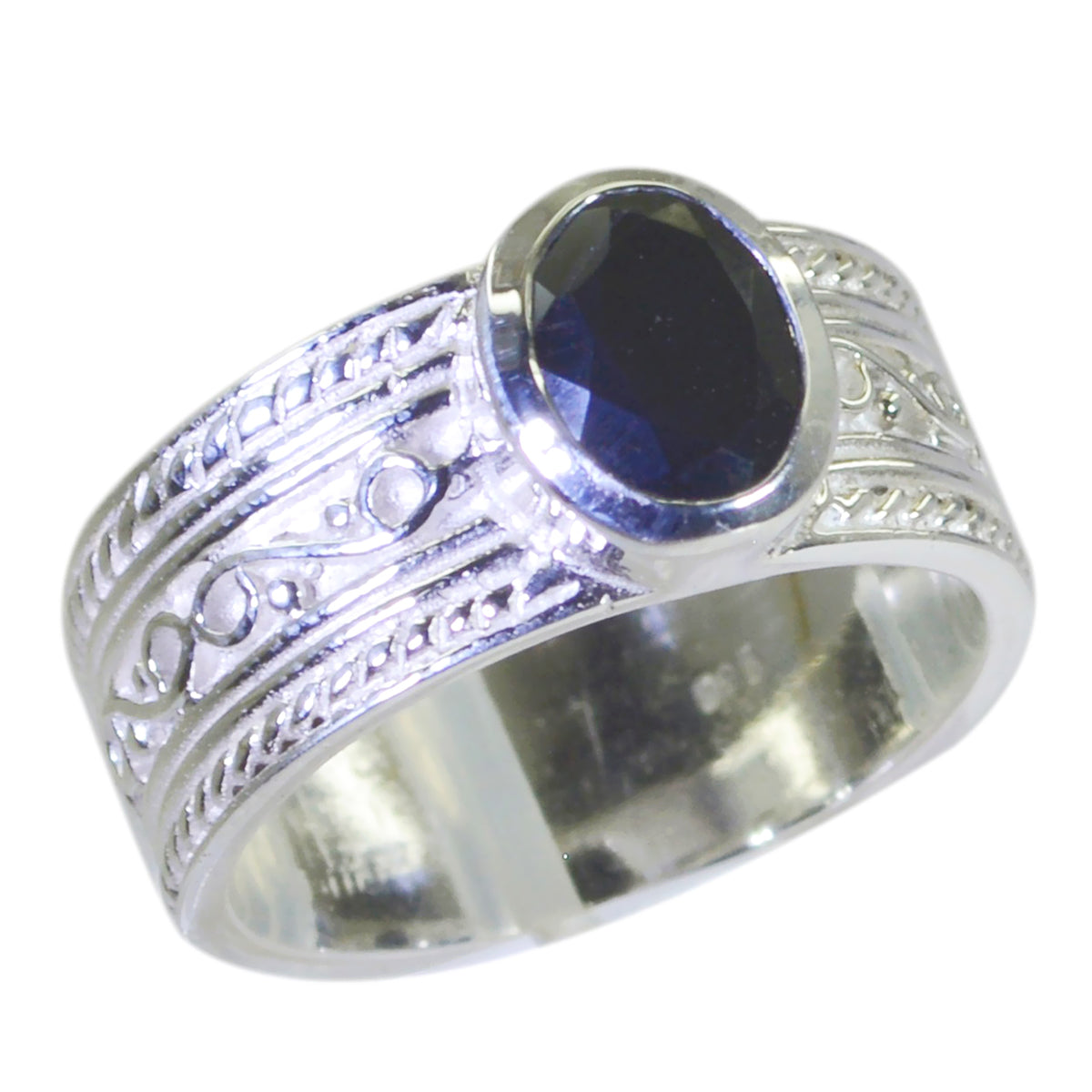 Schwarzer Onyx Solitär Ägyptischer 925 Silber Schwarzer Edelstein Mittelschwerer Art Deco Ring Schmuck Hauptbild