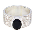 Black Onyx Solitaire Egyptian 925 Silver Black Gemstone Mid weight Art Deco Ring Jewelry