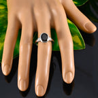 Black Onyx Solitaire Egyptian 92.5 Silver Black Gems Mid weight Sophisticated Ring Jewellery