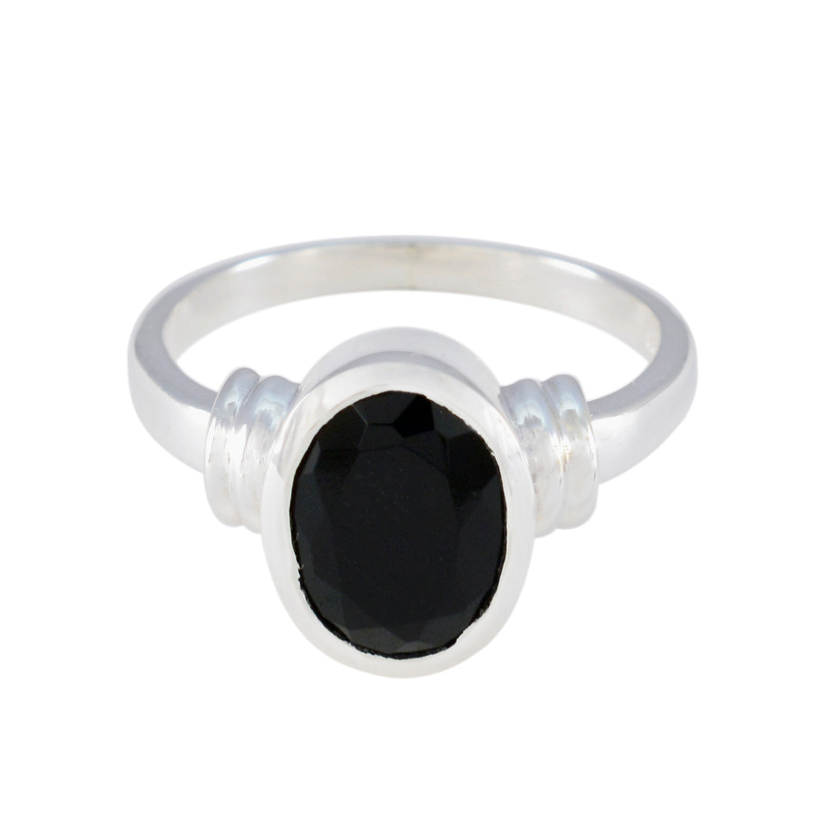 Black Onyx Solitaire Egyptian 92.5 Silver Black Gems Mid weight Sophisticated Ring Jewellery Imagen principal del producto