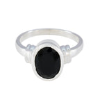 Black Onyx Solitaire Egyptian 92.5 Silver Black Gems Mid weight Sophisticated Ring Jewellery
