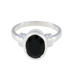 Black Onyx Solitaire Egyptian 92.5 Silver Black Gems Mid weight Sophisticated Ring Jewellery
