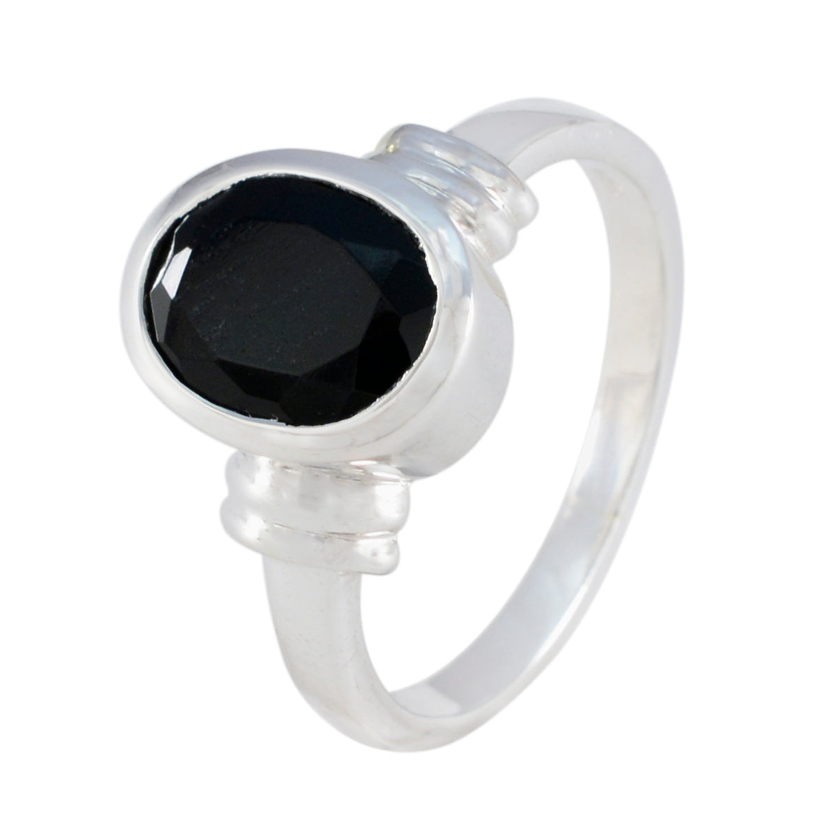 Black Onyx Solitaire Egyptian 92.5 Silver Black Gems Mid weight Sophisticated Ring Jewellery