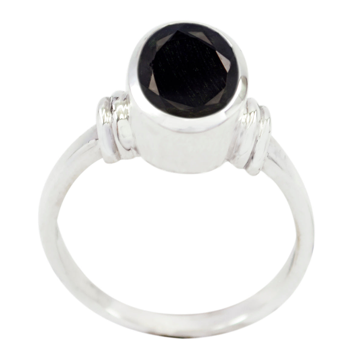 Black Onyx Solitaire Egyptian 92.5 Silver Black Gems Mid weight Sophisticated Ring Jewellery