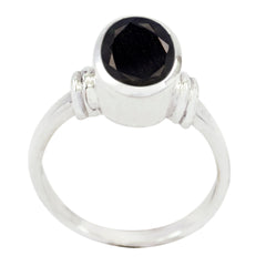 Black Onyx Solitaire Egyptian 92.5 Silver Black Gems Mid weight Sophisticated Ring Jewellery