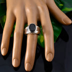 Black Onyx Solitaire French 925 Silver Black Gems Versatile Artisan Ring Jewelry