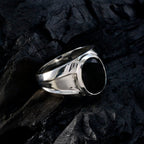 Black Onyx Solitaire French 925 Silver Black Gems Versatile Artisan Ring Jewelry