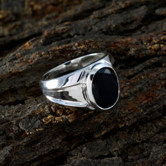 Black Onyx Solitaire French 925 Silver Black Gems Versatile Artisan Ring Jewelry