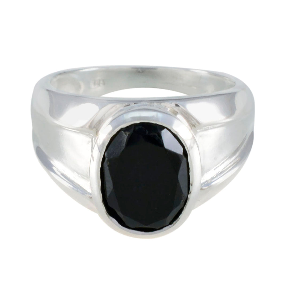 Black Onyx Solitaire French 925 Silver Black Gems Versatile Artisan Ring Jewelry