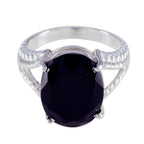 Black Onyx Solitaire French Sterling Silver Black Gemstone Mid weight Graceful Ring Jewellery