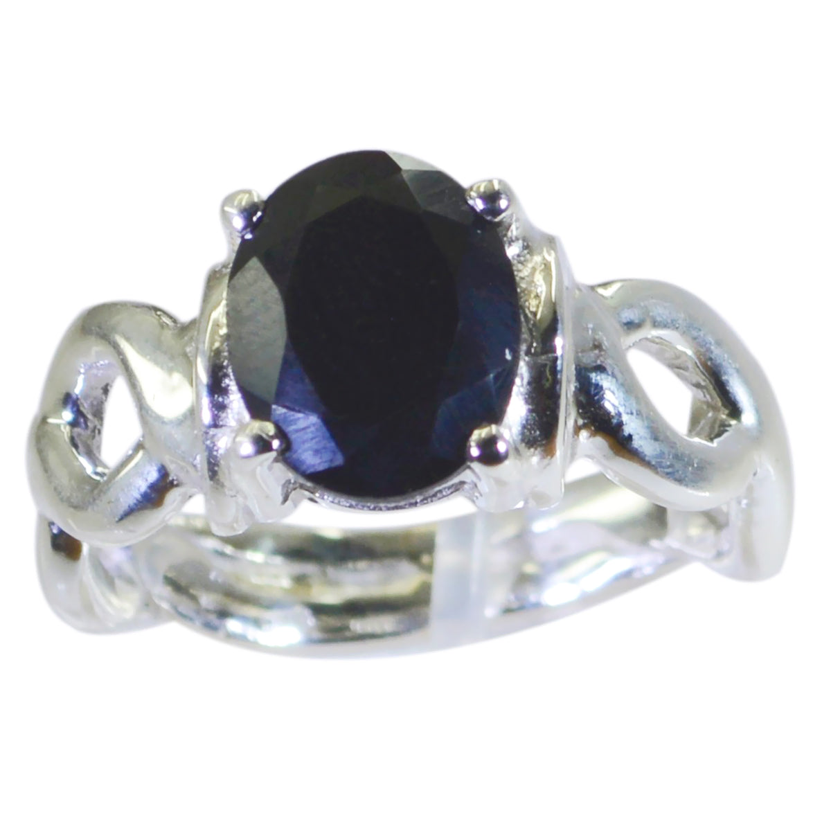 Black Onyx Solitaire Italian 925 Silver Black Gems Eye catching Rope Wire Ring Jewelry