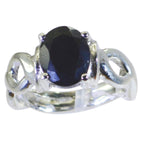 Black Onyx Solitaire Italian 925 Silver Black Gems Eye catching Rope Wire Ring Jewelry