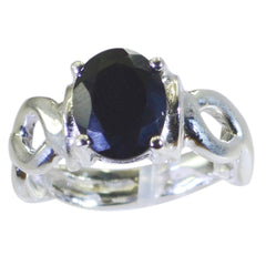 Black Onyx Solitaire Italian 925 Silver Black Gems Eye catching Rope Wire Ring Jewelry