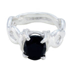 Black Onyx Solitaire Italian 925 Silver Black Gems Eye catching Rope Wire Ring Jewelry