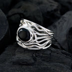 Black Onyx Solitaire Middle Eastern Sterling Silver Black Gemstones Minimal Rope Wire Ring Jewellery