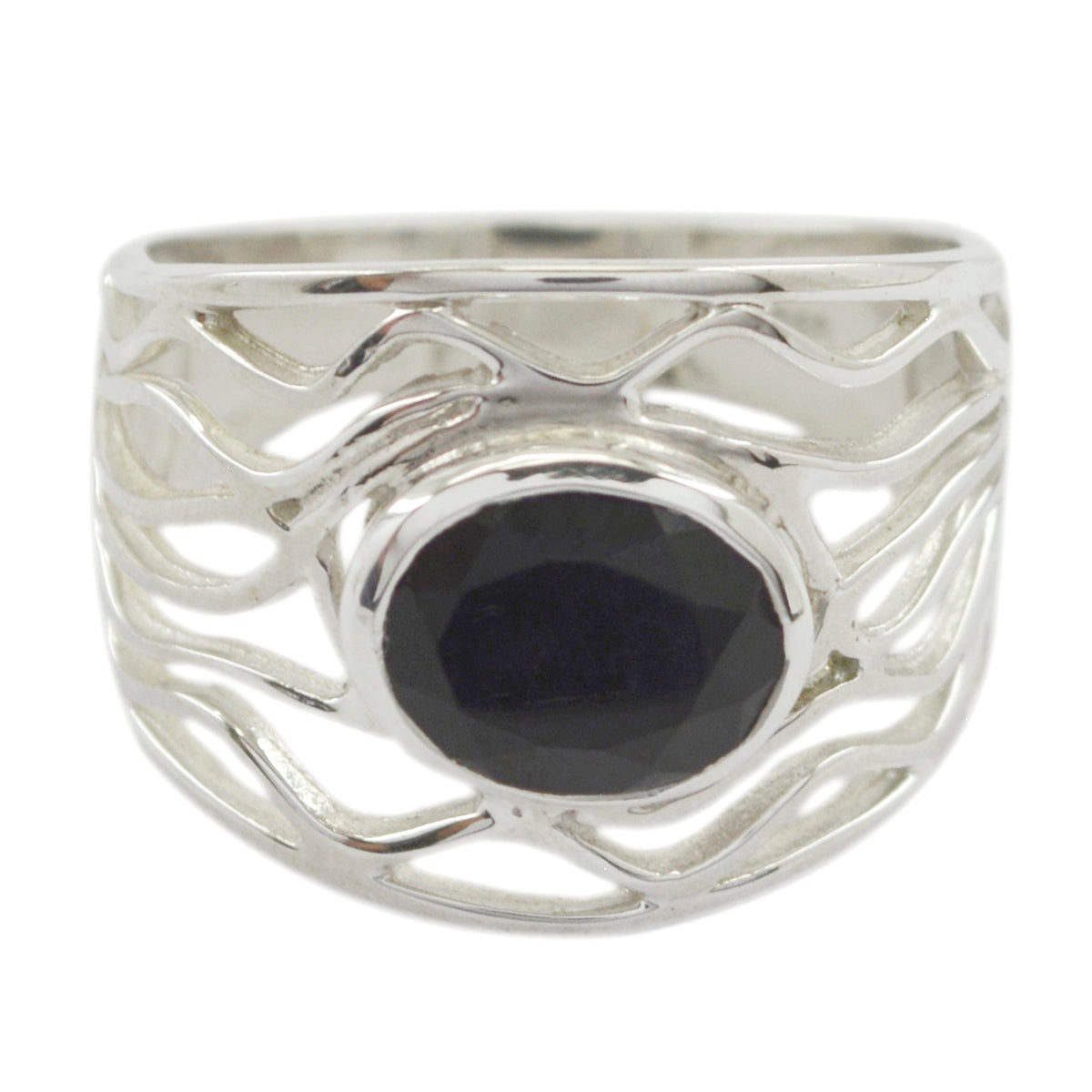 Black Onyx Solitaire Middle Eastern Sterling Silver Black Gemstones Minimal Rope Wire Ring Jewellery