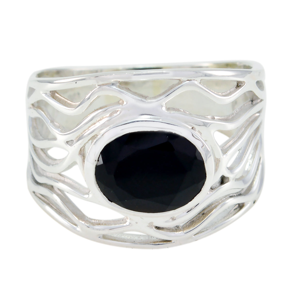 Black Onyx Solitaire Middle Eastern Sterling Silver Black Gemstones Minimal Rope Wire Ring Jewellery