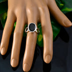 Black Onyx Solitaire French 92.5 Silver Black Gemstones Minimal Contemporary Ring Jewelry