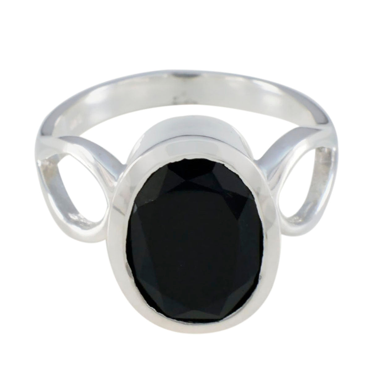 Black Onyx Solitaire French 92.5 Silver Black Gemstones Minimal Contemporary Ring Jewelry Hoofdafbeelding
