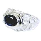 Black Onyx Solitaire French 925 Silver Black Gemstones Edgy Traditional Ring Jewelry