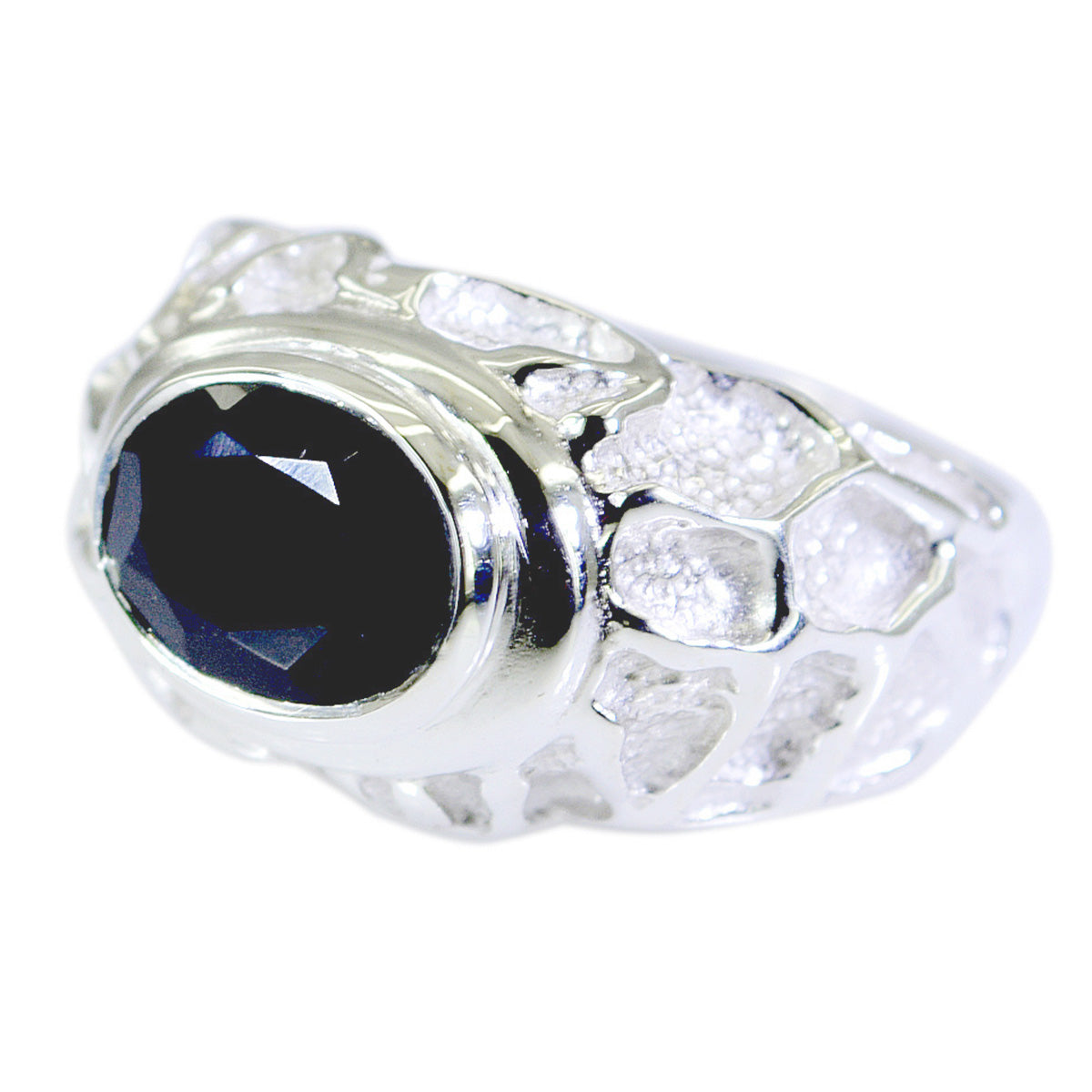 Black Onyx Solitaire French 925 Silver Black Gemstones Edgy Traditional Ring Jewelry