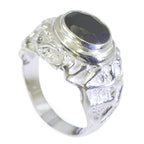 Black Onyx Solitaire French 925 Silver Black Gemstones Edgy Traditional Ring Jewelry