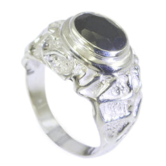 Schwarzer Onyx Solitär Französischer 925 Silber Schwarze Edelsteine Edgy Traditioneller Ring Schmuck