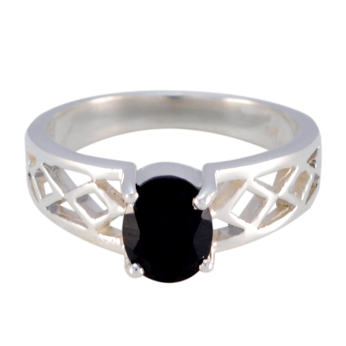 Schwarzer Onyx Solitär Lateinamerikanischer 925 Sterling Silber Schwarzer Edelstein Federleichter Seildraht Ring Schmuck Zweitbild