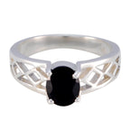 Black Onyx Solitaire Latin American 925 Sterling Silver Black Gemstone Featherlight Rope Wire Ring Jewelry