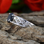 Black Onyx Solitaire Latin American 925 Sterling Silver Black Gemstone Featherlight Rope Wire Ring Jewelry