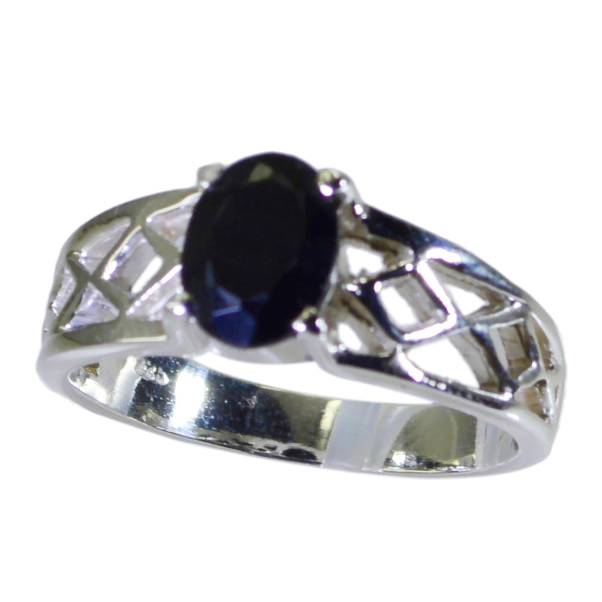 Black Onyx Solitaire Middle Eastern Silver Black Gemstone Slim Rope Wire Ring Jewelry Hoofdafbeelding