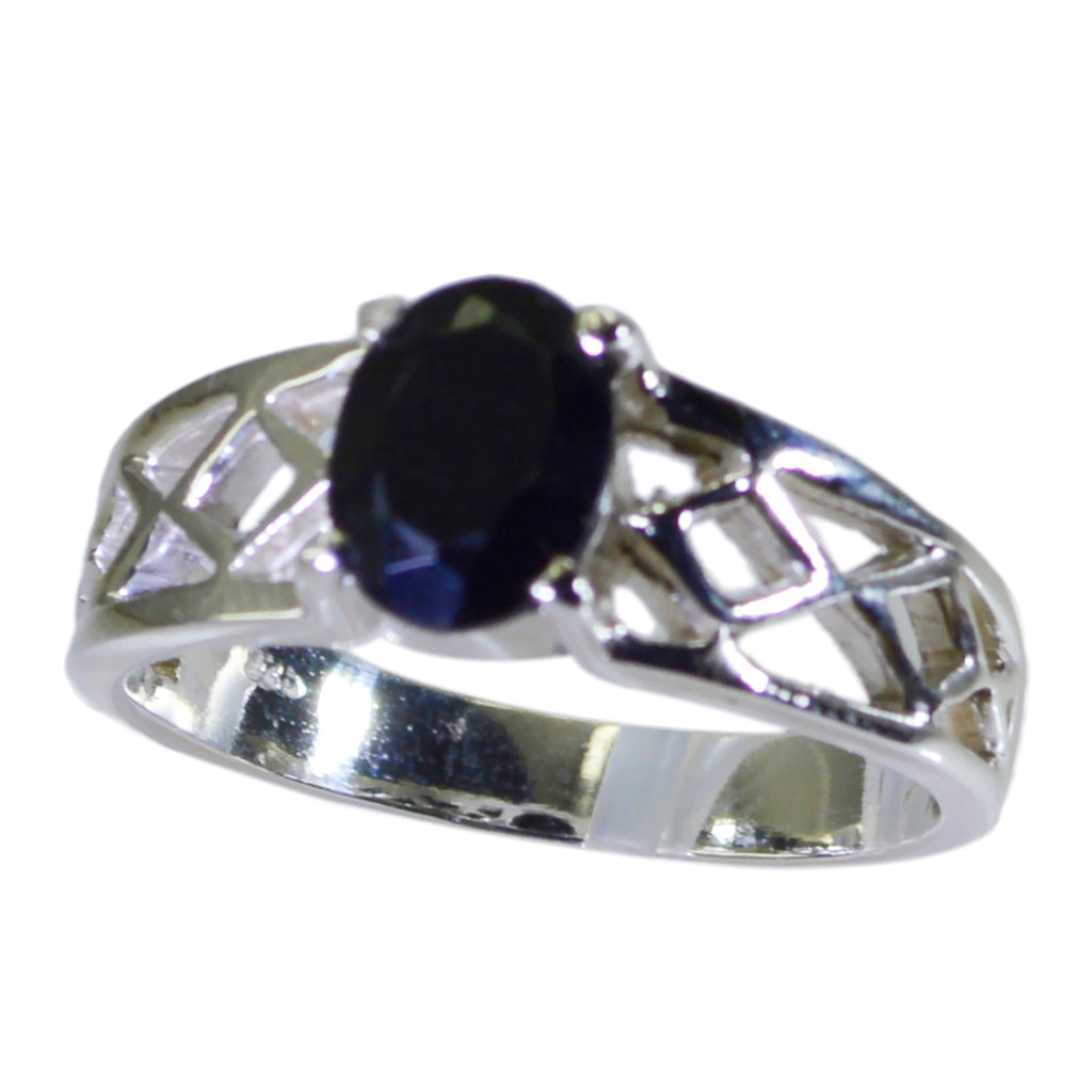 Black Onyx Solitaire Middle Eastern Silver Black Gemstone Slim Rope Wire Ring Jewelry