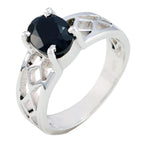 Black Onyx Solitaire Middle Eastern Silver Black Gemstone Slim Rope Wire Ring Jewelry