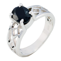 Black Onyx Solitaire Middle Eastern Silver Black Gemstone Slim Rope Wire Ring Jewelry