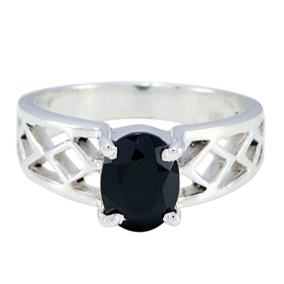 Black Onyx Solitaire Middle Eastern Silver Black Gemstone Slim Rope Wire Ring Jewelry