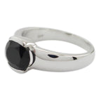 Black Onyx Solitaire French Sterling Silver Black Gemstone Mid weight Fairytale Ring Jewelry