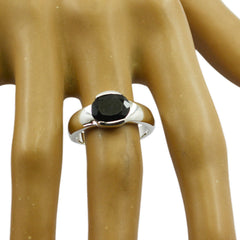 Black Onyx Solitaire French Sterling Silver Black Gemstone Mid weight Fairytale Ring Jewelry