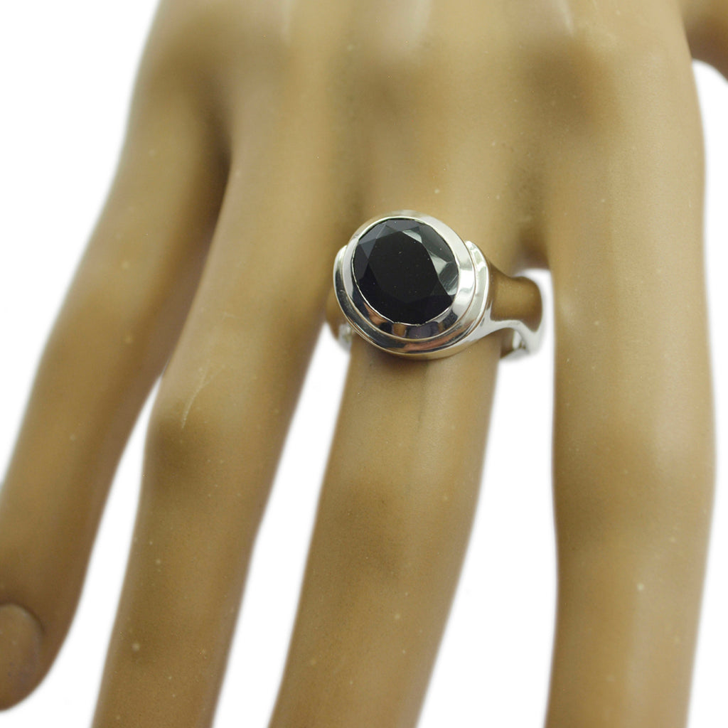 Black Onyx Solitaire Moroccan Silver Black Gems Mid weight Fairytale Ring Jewellery