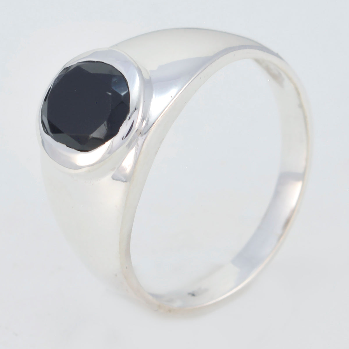 Black Onyx Solitaire African 92.5 Silver Black Gems Tiny Boho Ring Jewelry