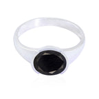 Black Onyx Solitaire Turkish 925 Sterling Silver Black Gemstone Dainty Modern Ring Jewelry