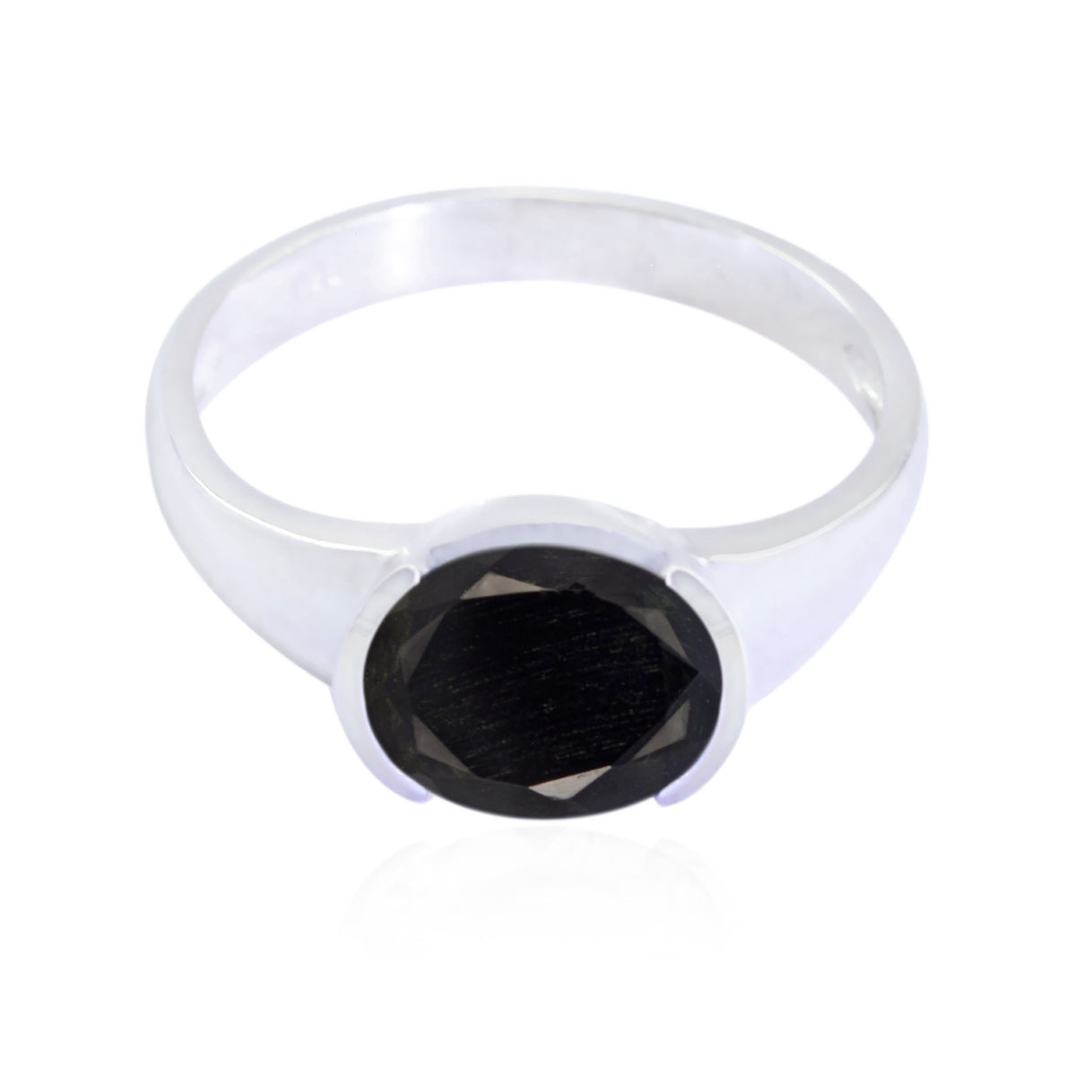 Black Onyx Solitaire Turkish 925 Sterling Silver Black Gemstone Dainty Modern Ring Jewelry